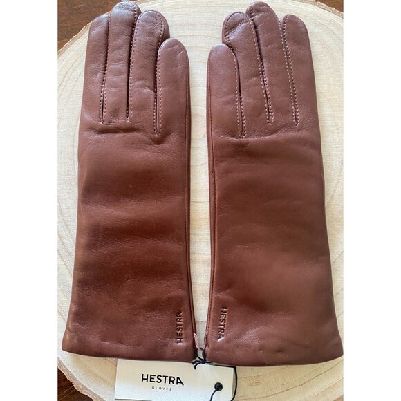 Hestra Womens Gloves Size 6.5 Chestnut Leather Soft Wool Lining NWT - Picture 1 of 10